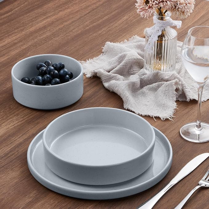 E-far Pasta Bowls Set of 4, 35oz Ceramic Large Salad Bowl Plates - Image 9