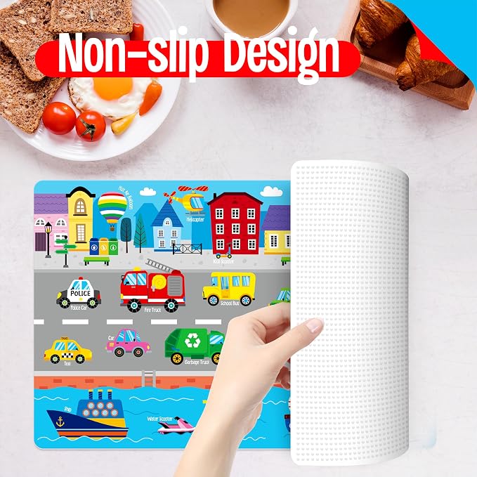 6 Pack Placemats for Kids, Non-Slip Washable Dining Mats, Reusable Jungle - Image 3