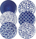 vancasso 8.25" Blue Salad Plates Set of 6, Porcelain Dessert | Microwave by vancasso