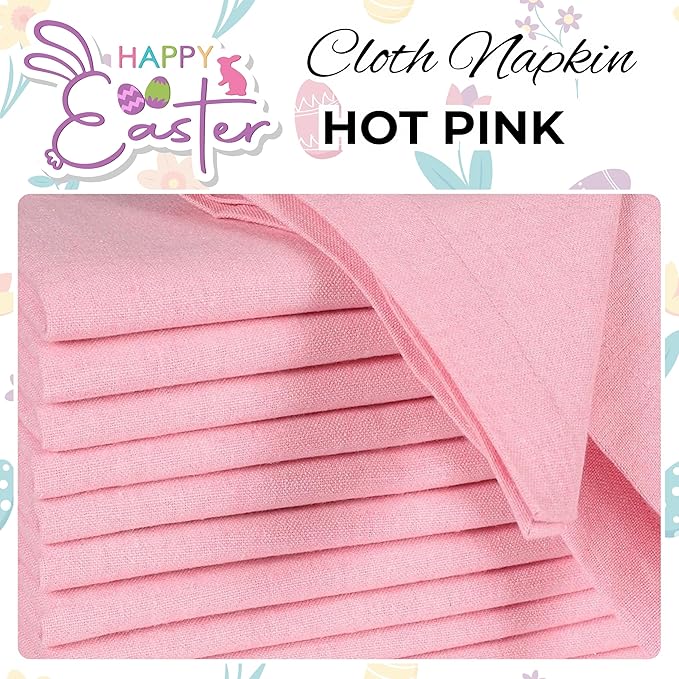 Bedding Craft Cotton Cloth Napkins Set of 12 – 18x18 Baby Pink – Soft Machine Washable Fabric Napkins for Weddings, Thanksgiving, Christmas & Everyday Dining