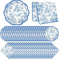 Willinglong 120 Pcs Floral Scalloped Paper Plates and Napkins Set, 2-ply Napkins by Willinglong