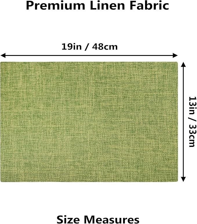 Demetex Sage Green Placemats Set of 4 Linen Textured Table Place Mats Heat Resistant Fabric Plate Mats for Party Holiday Dining Kitchen, Lime Green