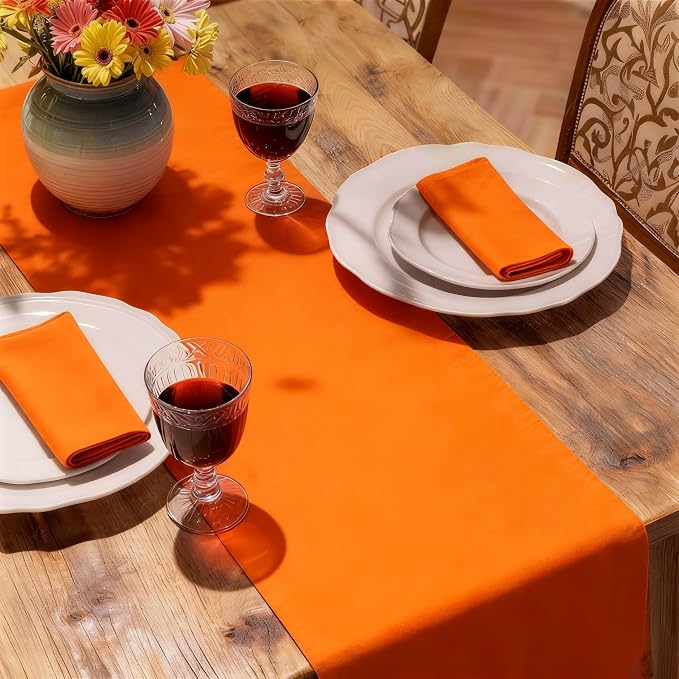 MEANMOY Orange Table Runner 60 Inches Long Waterproof Table Runners | Washable - Image 6
