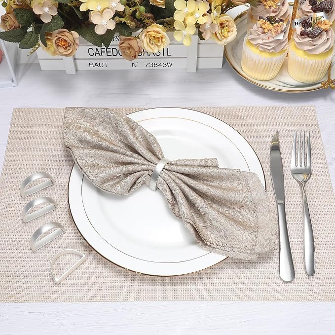 KPOSIYA Napkin Rings Set of 20, Metal Silver Napkin Rings Bulk - Image 3