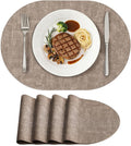 Placemats Set of 4, 11.8 x 17 Inch, Light Brown | Heat Resistant Oval Faux by homing