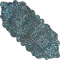Beaded Table Runner, Floral Art Deco, 13x36 in, polyester backing, sapphire blue by CLEENTABLE