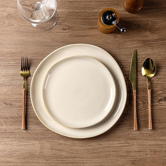 AmorArc Ceramic Dinner Plates Set of 6, 10.5 Inch Handmade Reactive Glaze Stoneware Plates, Rustic Shape Dinnerware Dish Set for Kitchen, Microwave & Dishwasher Safe, Scratch Resistant