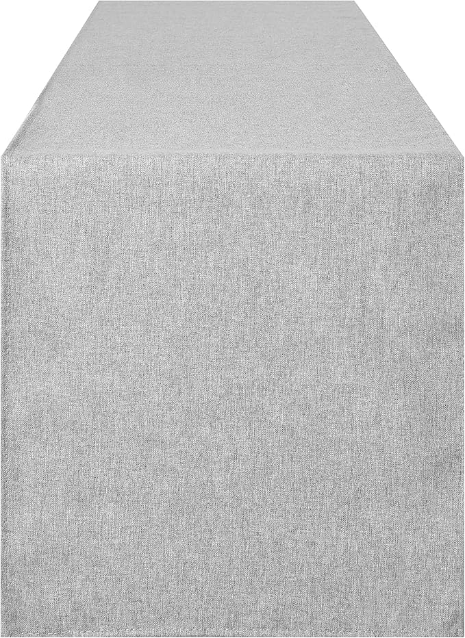 Grey Table Runner 13 x 36 Inches Long, Cotton Linen Farmhouse Style Dresser Scarf for Kitchen Dining Coffee Table Parties Wedding Home Decor (13” x 36”, Grey)