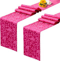 RUDONG M Satin Table Runners, Hot Pink, 12 x 108 Inch, 2 Pack | Long Silky by RUDONG+M