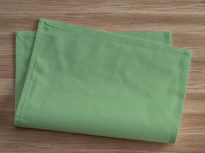 Calicot Placemats Set of 6 100% Cotton Washable Cloth Place Mats, Reusable Table Mats for Spring/Summer & Thanksgiving Christmas Decorations Kitchen Dining Party Wedding (Fair Green, 13" x 19")