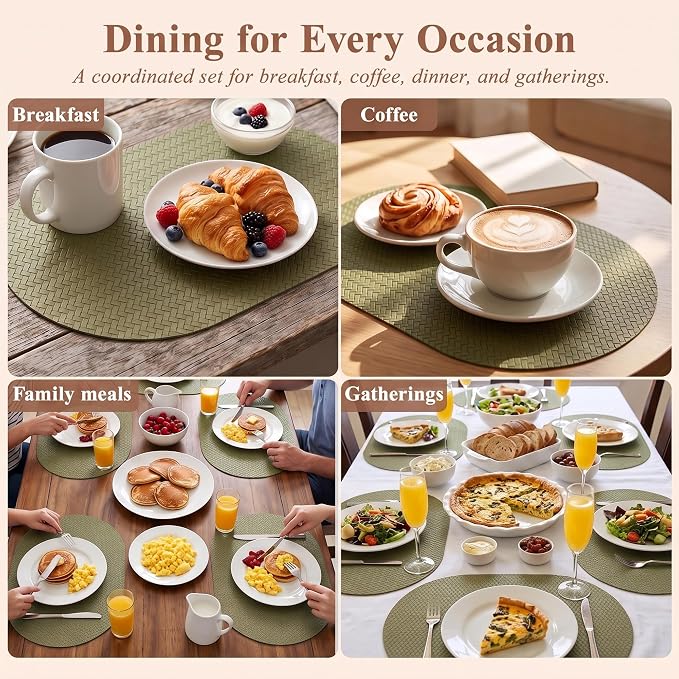 Woven Faux Leather Oval Placemats Set of 4/6 - Image 6