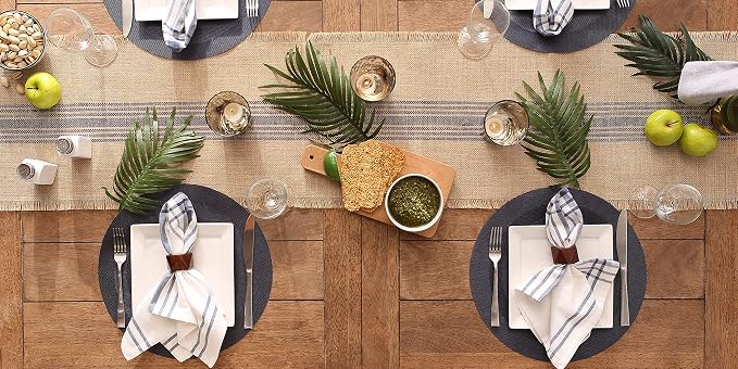 DII PVC Tabletop Collection Woven Indoor/Outdoor, Round Placemat Set, Stonewash - Image 5
