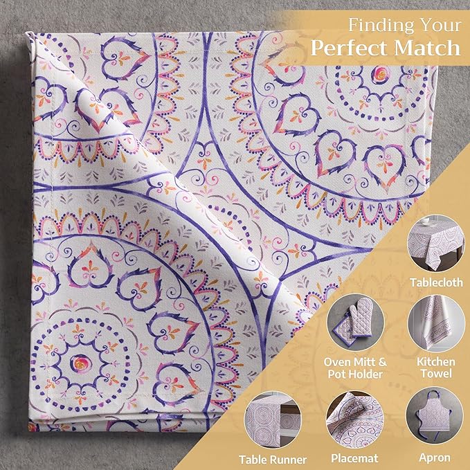 Maison d' Hermine Cloth Napkins Set of 4 100% Cotton Everyday Reusable Square Napkins Cloth Washable Dinner Party Wedding Restaurant Valentines Day Decorations Spring/Summer (Mandala, 20" x 20")