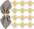 ALPHA Living HOME 12 Pcs Bee Napkin Rings - Decorative Metal Napkin Rings Table Decor Dining Table Cloth Napkin Holder for Christmas Wedding Holidays Dinners Party Supplies Everyday Use (Gold)