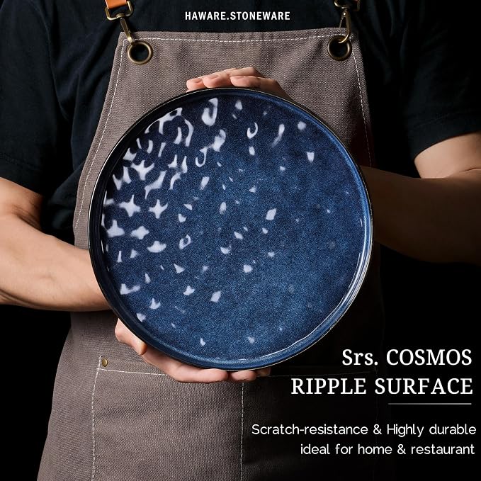 HaWare Dinnerware Sets, 12-Piece Plates and Bowls Set, Reactive Starry Blue | - Image 5
