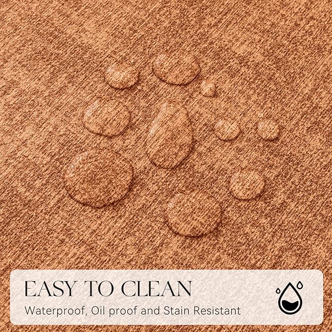 MOSAYT Placemats Set of 8, Heat Resistant Vinyl Place Mats with Coasters, Wipeable Washable 100% Waterproof Oil Proof Faux Leather Table Mats for Kitchen Dining Party Outdoor, 12" x 17", Orange