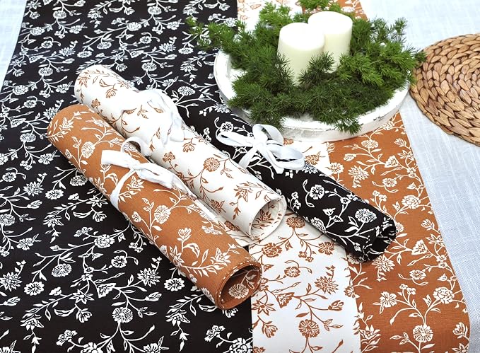 Floral Placemats Flowers Botanical Design Rustic Vintage Rectangular Washable - Image 7
