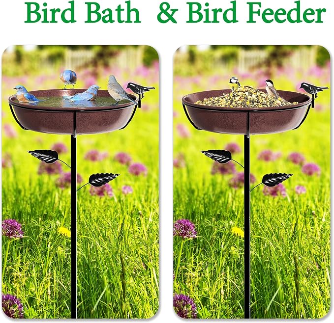 3" Deep Metal Bird Bath for Outdoors 40in Tall, Removable 13" Dia Birdbath Bowl - Image 6