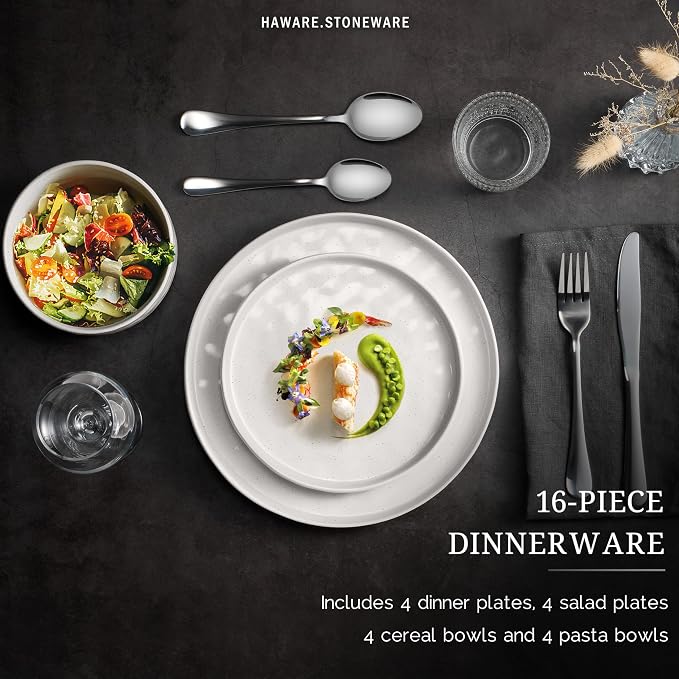 HaWare Dinnerware Sets, 16-Piece Plates and Bowls Set - Image 3