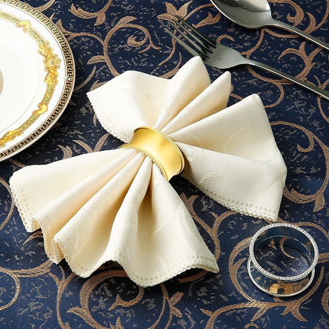 Hotop 8 Pcs Silver Napkin Rings Set Metal Napkin Holder Rings | Holiday - Image 6