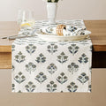 Block Print Floral Decorative Table Runners, 13x36 Inch Olive | 100% Organic by Unknown