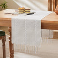 Braided Farmhouse Table Runner, Braided Light Grey 13x108 Inch, Cotton Linen by Unknown