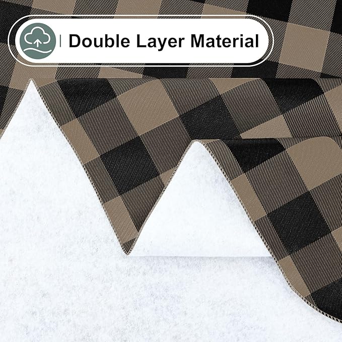 misaya Rectangle Waterproof Vinyl Table Cloth, Buffalo Flannel Backed Tablecloth, Wipeable Plastic Table Cover for Dinner, Kitchen, Outdoor (60" x 84", Black and Khaki)