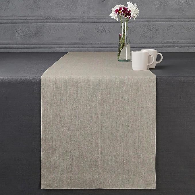 D'Moksha Homes Linen Natural Table Runner 108 Inches Long - 100% Pure Linen Dining Table Runner 14 x 108 Inch for Valentines, Spring, Easter - Machine Washable