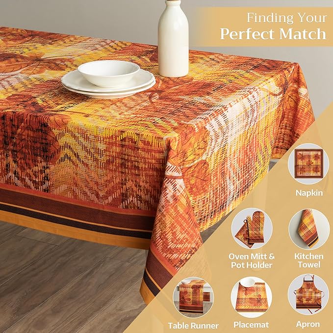 Maison d' Hermine Table Cloth Rectangle Table 100% Cotton 60 x 108 Inches Fall Tablecloth Reusable Everyday Use for Thanksgiving Christmas Decorations Dining Farmhouse Party (Thanksgiving Tartan)