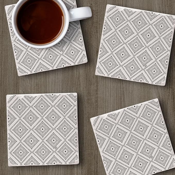 Thirstystone Botanical Farmhouse 4 Pack Tumbled Tile Stone Coasters | 4" Square - Image 5