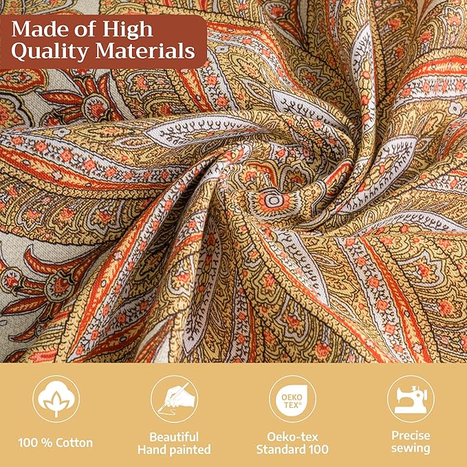 Maison d' Hermine Table Cloth Square Table 100% Cotton 60 x 60 Inches Tablecloth Reusable Decorative Everyday Use for Dining Room, Farmhouse, Home, Party, Festive & Wedding - Kashmir Paisley