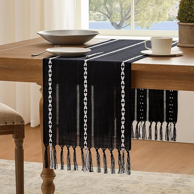 Hemstitched Farmhouse Table Runner, Cotton Linen Table Runners 108 Inches Long by Unknown