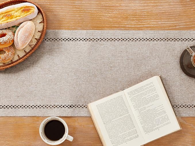 Rustic Burlap Table Runner, Coffee Table Runners 72 inches Long | Double Layer - Image 2