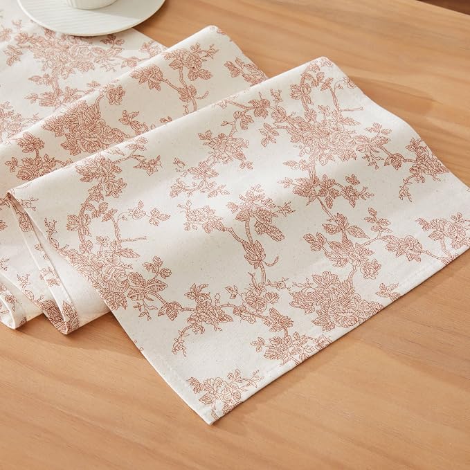 French Pastoral Farmhouse Table Runners, 13x36 Inch Terracota | 100% Organic by Unknown