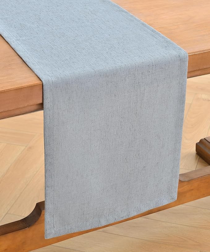 Wracra Linen Table Runner, Burlap Dusty Blue Table Runners 60 Inches Long | - Image 7