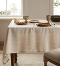 Linen Tablecloth for Square Table 52x52 Inch Natural, Farmhouse Style Neutral Tablecloth, Water Resistant Burlap Tablecloths for Dining Table Farmhouse Kitchen