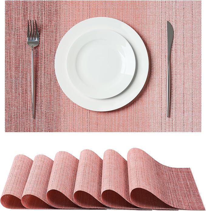 Leetaltree Gradient Pink Woven Placemats Set of 6 by Leetaltree-ArtatEveryTable