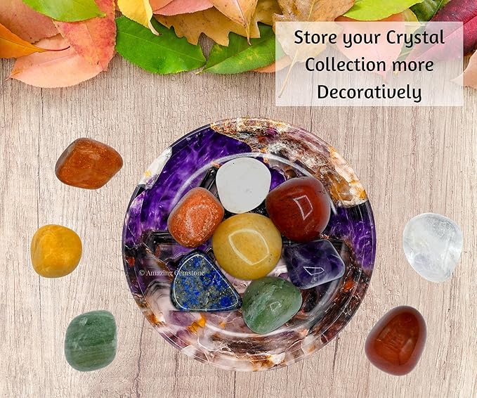 Amethyst Crystal Bowl - 3 Inch Decorative Bowls for Room and Home Decor - Gemstone Healing Crystals for Elegant Display, Positive Energy Balance and Gift