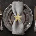 Decozen Set of 4 Gold Napkin Rings in Star Fish Design, Festive, Table Decor Setting for Holiday, Wedding, Birthday, Kitchen, Home Decor, Housewarming Gift - Mothers Day Decorations
