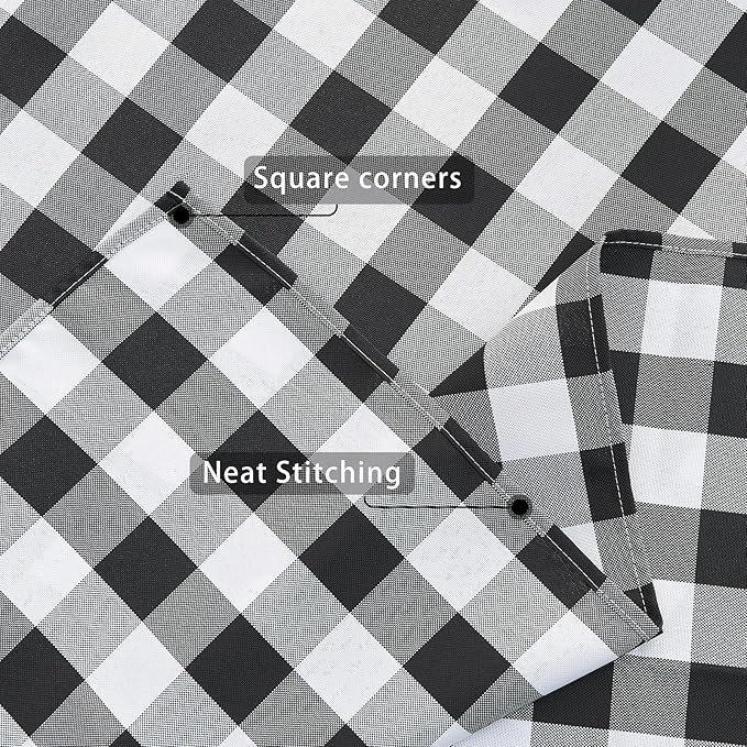 BALCONY & FALCON Gingham Table Cloth Rectangle – Machine Washable Wrinkle-Free Buffalo Checkered Tablecloth for 6ft 8ft Tables, Outdoor Picnic, Party, Kitchen Dining Decor (Black White, 55x71 Inch)