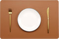 Wipeable Placemats Leather Table Mats Waterproof Heat-Resistant Easy to Clean for Dining Table Set Kitchen Table (6, Brown)