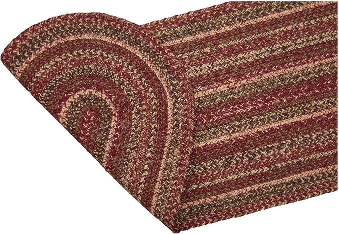 VHC Brands Cider Mill Primitive Jute Red Textured Striped Oval Kitchen Table - Image 4