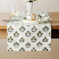 Block Print Floral Decorative Table Runners, 13x60 Inch Brown | 100% Organic by Unknown