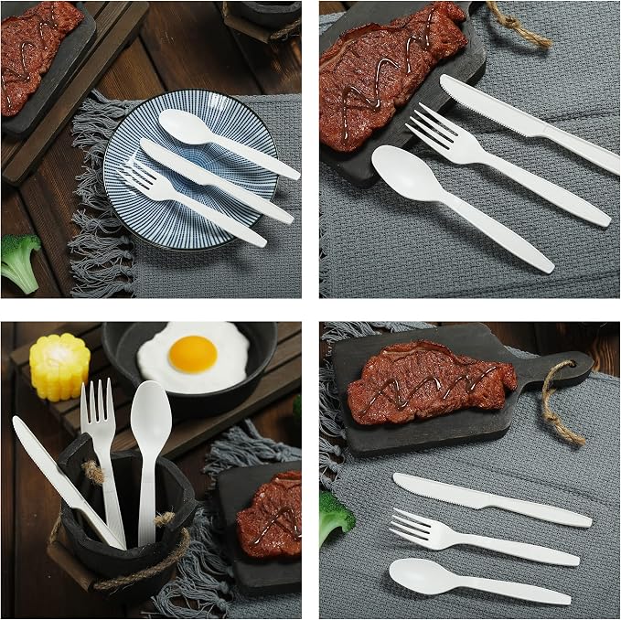 300 Disposable Spoons, Large Biodegradable Eco-Friendly Durable and Heat - Image 7