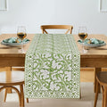 Sage Green Hand Block Print Cotton Table Runner Garden Farmhouse Buffet by Ridhi