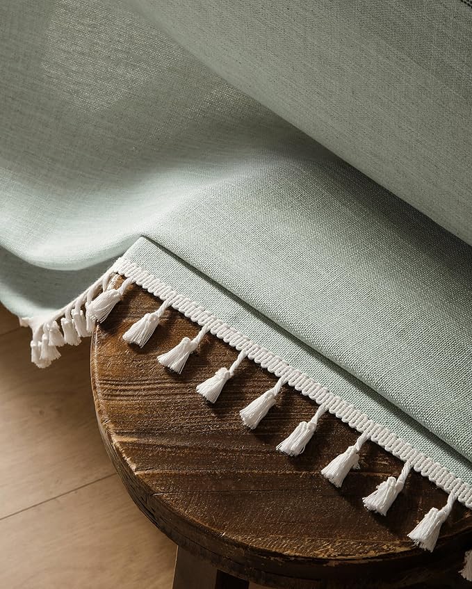 ZeeMart Contrast Linen Table Cloth Rectangle Table Cloths 60x104 Inch Green, Farmhouse Style Heavy Weight Sage Green Tablecloth, Water Resistant Burlap Tablecloths