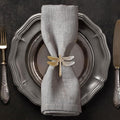 Decozen Set of 8 Gold Napkin Rings in Dragonfly Design Festive Table Decor Setting for Holiday Wedding, Birthday, Kitchen, Home Decor Housewarming Gift - Mothers Day Decorations