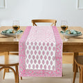 Taffy Pink Hand Block Print 100% Cotton Table Runner 16x106 Inch | Perfect by Ridhi