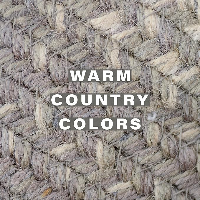 Homespice Grey Cloud Jute Braided Oval Placemats, Warm Farmhouse Decor, Set of 6, 13x19 Grey Table Mats - Vibrant Colors, Durable, Easy to Clean and Protects Furniture