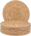 GENMOUS Woven Placemats Set of 12, 12" Round Placemats Natural Water Hyacinth Boho Placemats,Farmhouse Rattan Chargers for Dinner Plates, Rustic Braided Wicker Table Mats for Thanksgiving,Home,Wedding